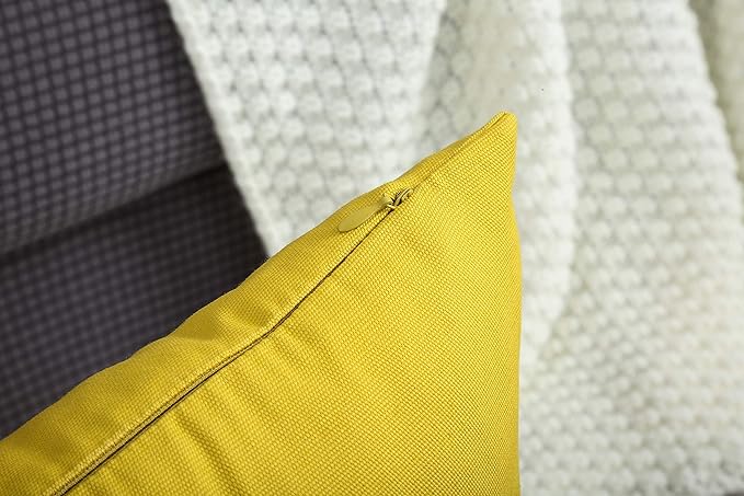 TangDepot Handmade Decorative Solid 100% Cotton Canvas Throw Pillow Covers /Pillow Shams, (16"x16", Deep Yellow), 1 Count (Pack of 1)