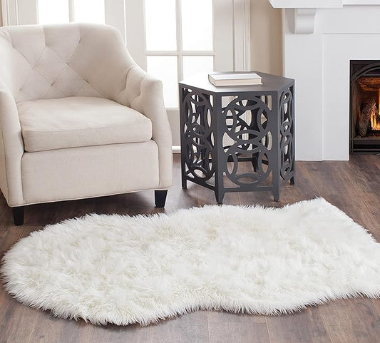 SAFAVIEH Faux Sheep Skin Collection 3' x 5' Ivory FSS115A Silken Glam 2.35-inch Thick Area Rug