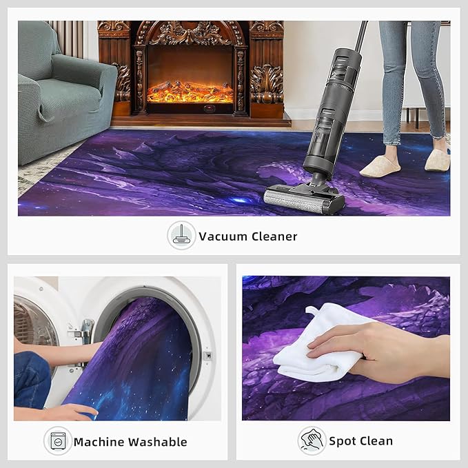 Dragon 5x7 Area Rug Starry Sky Washable Rugs for Living Room Bedroom, Fantasy Animals Soft Low Pile Non Slip Accent Floor Mat Print Throw Rug Indoor Carpet Dining Room Playroom