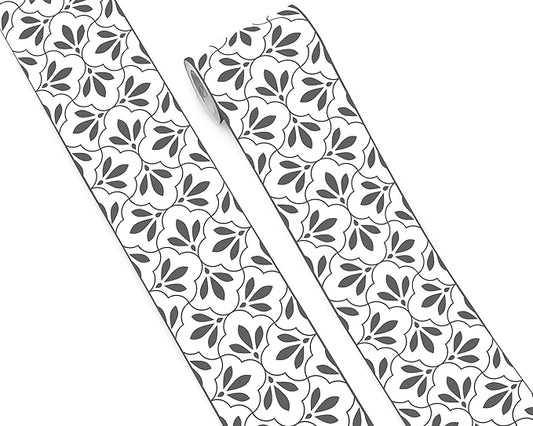 FLFK Wallpaper Border Black and White Patterns Peel and Stick Wall Border Self Adhesive Wallpapers for Living Room Bedroom Kitchen Bathroom 5"x240"
