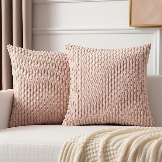 Kevin Textile 2 Packs Light Pink 26x26 Pillow Covers Euro Pillow Covers with Stripe Pattern Big Throw Pillow Covers for Valentines Day Gifts Couch Bedroom 66x66 cm