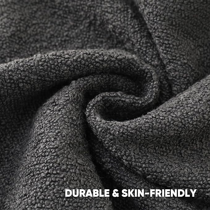 HAUSSY Set of 2 18x18 Decorative Throw Pillow Covers, Soft Cozy Textured Boucle Couch Cases, Home Decor for Couch Bed Living Room,Dark Grey