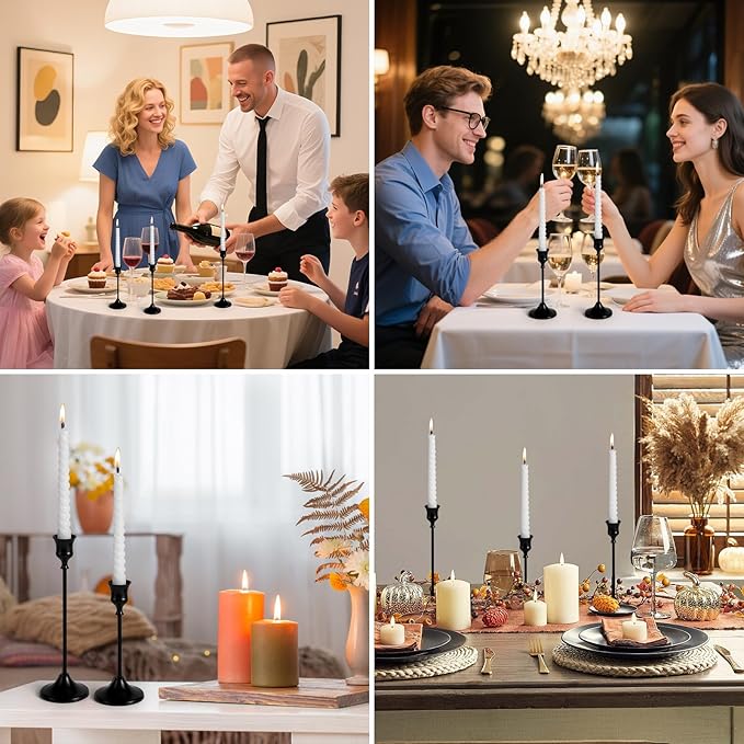 Candlestick Holders, 6PCS Metal Taper Candle Holder, Black Candle Holders for Candlesticks, Candle Holder for Wedding Fireplace Mantel Housewarming Gift
