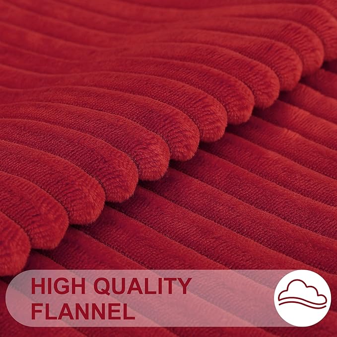 Simmore Decorative Throw Pillow Covers 12x20 Set of 2, Soft Natural Plush Flannel Double-Sided Fluffy Lumbar Pillow Covers for Couch Sofa Living Room, Red