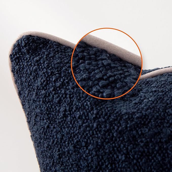 Amazon Basics Boucle Throw Pillow Covers for Couch, Living Room, Home Decor with Hidden Zipper, Blue, 26×26in, Pack of 2