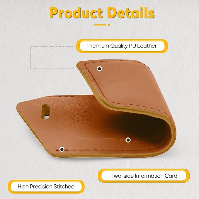 Travelambo 30 Pack Luggage Tags Faux Leather for Suitcases Travel Bag Labels with Protection Cover ID (Yellowish Brown)