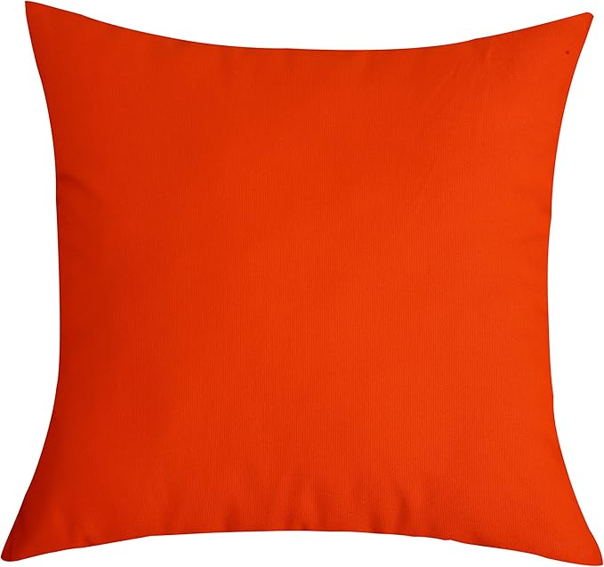 TangDepot Handmade Decorative Solid 100% Cotton Canvas Throw Pillow Covers/Pillow Shams, (16"x16", Deep Orange)