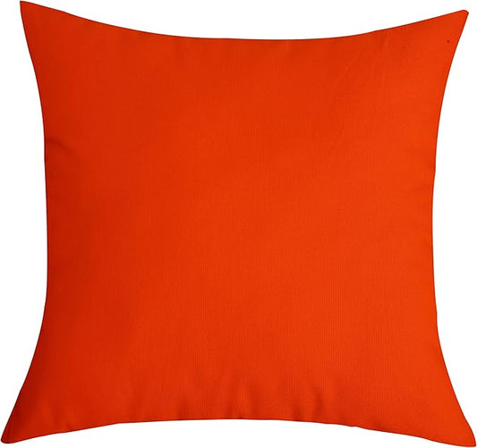 TangDepot Handmade Decorative Solid 100% Cotton Canvas Throw Pillow Covers/Pillow Shams, (16"x16", Deep Orange)