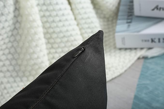 TangDepot Handmade Decorative Solid 100% Cotton Canvas Throw Pillow Covers/Pillow Shams, (12"x20", Charcoal Gray)