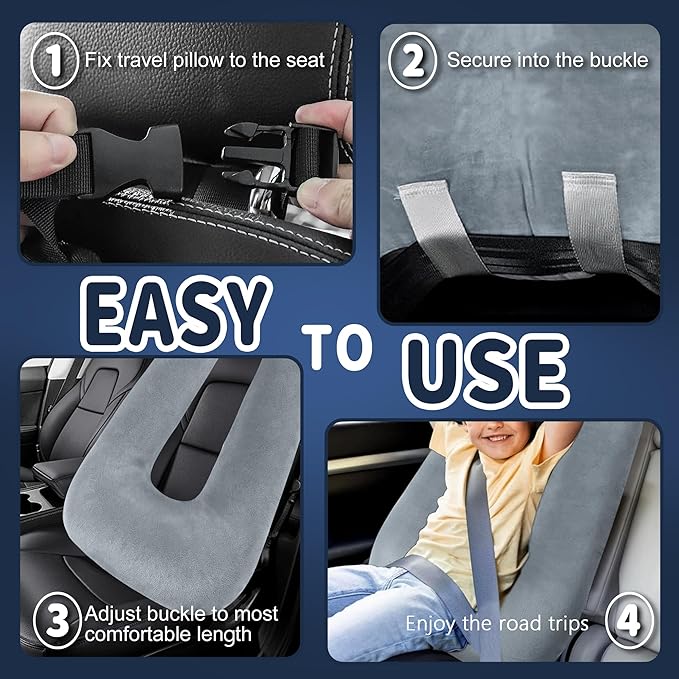 Car Pillow for Kids, Car Pillow, Travel Pillow Cushion for Car and Adults, Support Head and Neck on Road Trips, Green