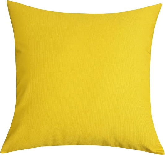 TangDepot Handmade Decorative Solid 100% Cotton Canvas Throw Pillow Covers/Pillow Shams, (24"x24", Yellow)