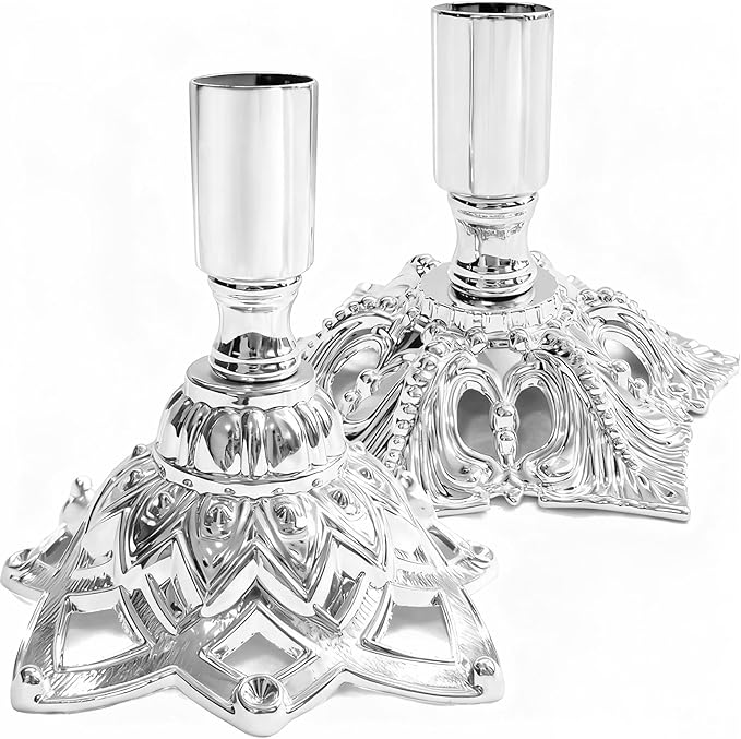 Candlestick Holders,Taper Candle Holder for Candlesticks Silver Plated Candle Metal Stick Candle Holders for Fireplace,Party, Dining,Wedding Decor,Fits 3/4 inch Thick Candle(Set of 2Pcs)