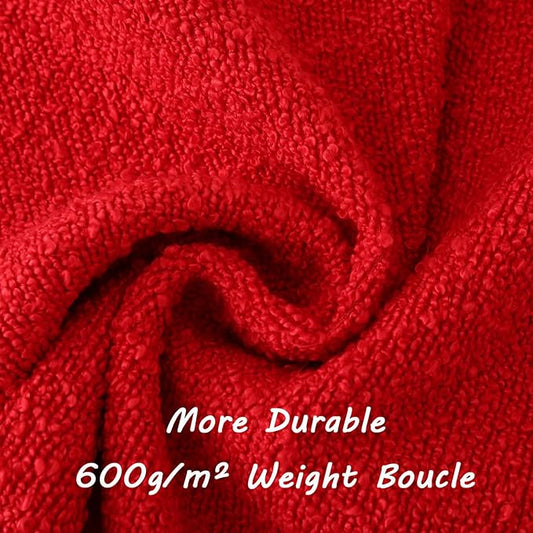 FUTEI Christmas Pack of 2 Red Decorative Throw Pillow Covers 20x20 Inch Soft Cozy Solid Boucle Textured Cushion Case,Modern Home Decor for Couch Bed Living Room