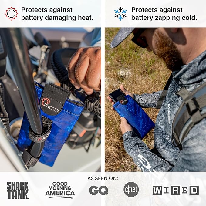 PHOOZY XP3 Ultra-Durable Thermal Phone Case for Extreme Cold | Insulated Phone Case Extends Battery Life 4X | Snowboard & Ski Gear | As Seen on Shark Tank | Large- Blue
