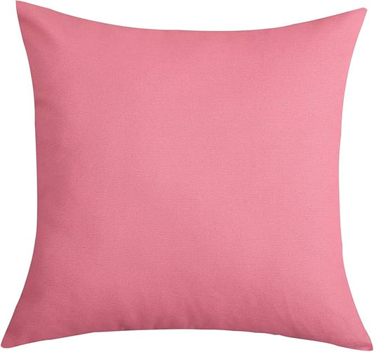 TangDepot Handmade Decorative Solid 100% Cotton Canvas Throw Pillow Covers/Pillow Shams, (12" x12" , Pink, 1 Count (Pack of 1))