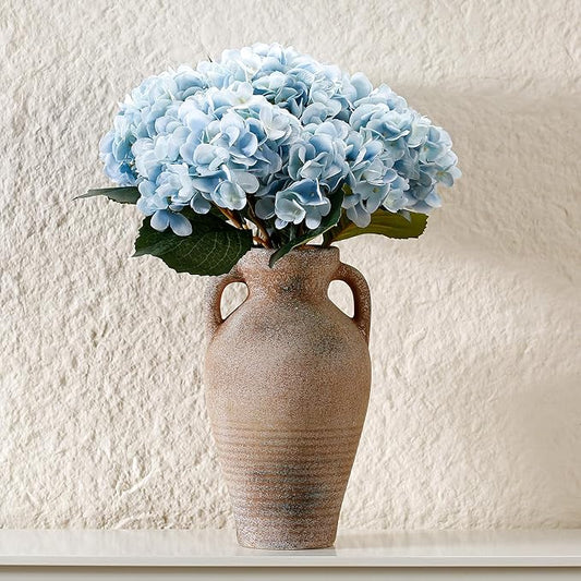 Ceramic Rustic Flower Vase, 10.83 Inch Pottery Modern Vase for Shelf, Tabletop, Vintage Farmhouse Home Decor for Coffee Table, Living Room, Mantle, Fireplace, Entryway