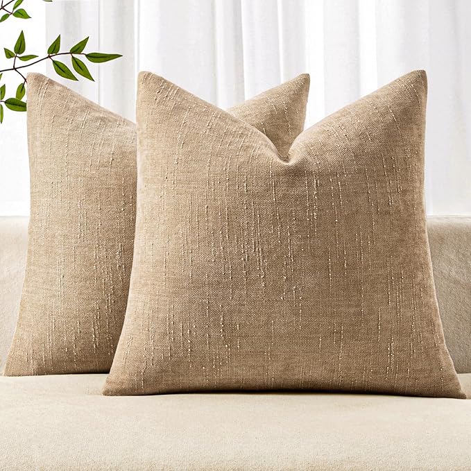 MIULEE Pack of 2 Decorative Throw Pillow Covers Soft Chenille Euro Throw Pillows Solid Textured Cushion Covers for Bed Couch Sofa Bedroom Living Room 24x24 Inch,Starfish