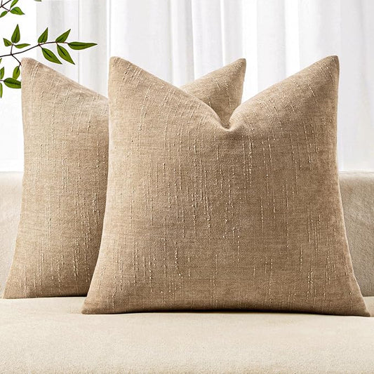 MIULEE Pack of 2 Decorative Throw Pillow Covers Soft Chenille Throw Pillows Solid Textured Cushion Covers for Couch Sofa Bedroom Living Room 22x22 Inch,Starfish