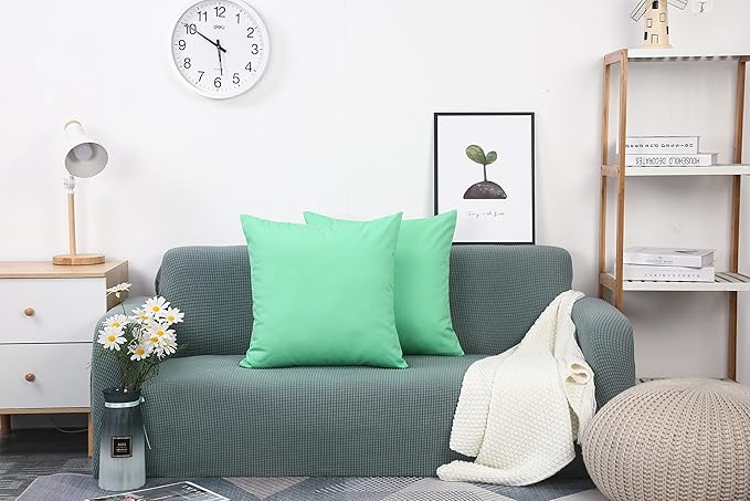 TangDepot Handmade Decorative Solid 100% Cotton Canvas Throw Pillow Covers/Cushion Covers, 45 Colors Available - (12" x 12" , Mint Green, 1 Count (Pack of 1))