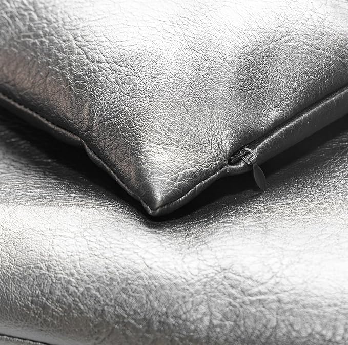 Faux Leather Throw Pillow Covers 20X20 Inch Set of 2 Black Outdoor Modern Farmhouse Solid Decorative Pillow Covers for Room Couch Living Bedroom Bed Sofa