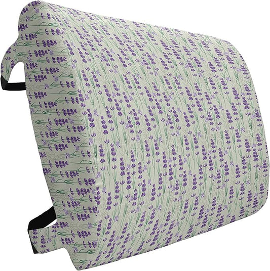 Ambesonne Lavender Lumbar Back Support Pillow, Botanical Pattern with Fresh Herbs Aromatherapy Spa Theme, High Density Foam for Office Chairs Car Seats, 14" x 13", Pale Sage Green Violet