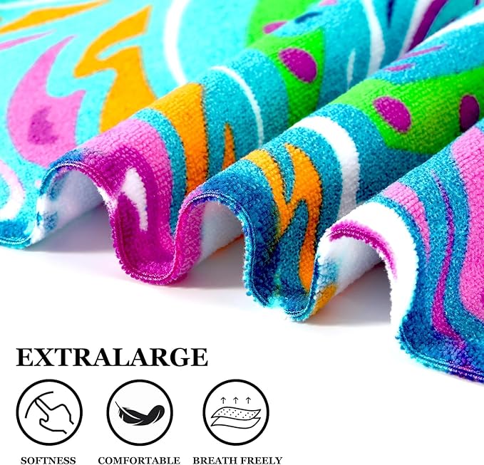 Genovega 2 Packs Oversized Beach Towel Set 36 x 72 in Large Big Pool Camping Swim Clearance Soft Towels Travel Essentials Accessories Vacation Necessities Adult Gifts Women Men Boho White Black