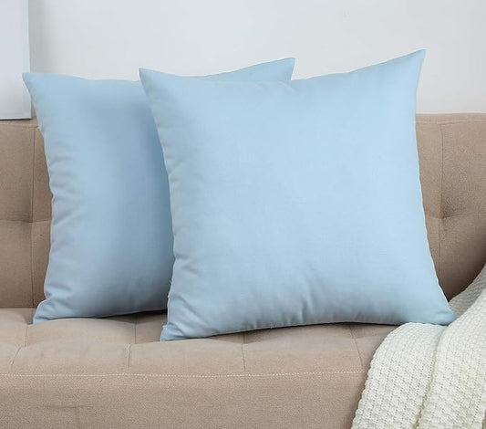 TangDepot Handmade Decorative Solid 100% Cotton Canvas Throw Pillow Covers/Cushion Covers, 45 Colors Available - (18" x18" , Light Blue, 2 Count (Pack of 1))