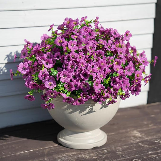 Artificial Flowers for Outdoor Indoor Realistic Faux Flower Spring Summer Garden Home Decoration, Hanging Daisy Flower with Eucalyptus Leaves Fake Plants Greenery Balcony Porch Patio Front Door Decor