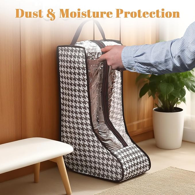 2 Pack Boot Bags for Cowboy Boots Storage Organizer Tall Style, Portable Travel Shoe Bags Protector Box Organizer with Handle for Cowboy Shoes, Dustproof Tote for Packing Travel and Daily Use