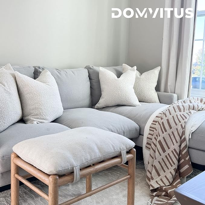 DOMVITUS Boucle Pillow Covers 24x24 Luxury Throw Pillow Covers Decorative Bed Sofa Pillows for Living Room Accent Couch Pillows Soft Cushion Case, 1PC, Ivory