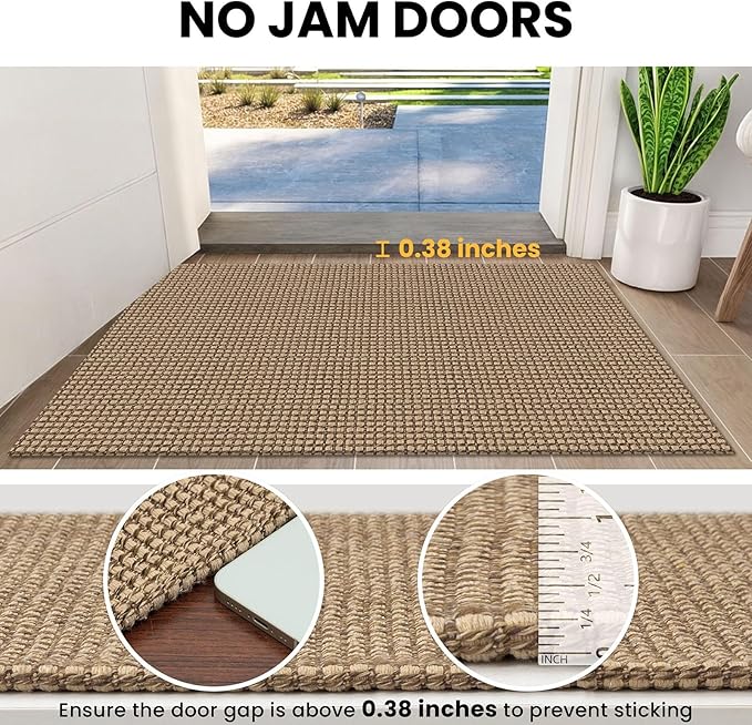 IOHOUZE Washable Exrea Long Hallway Runner Rug 3x16 Non Slip Rubber Backed Kitchen Runner Entryway Runner Indoor, Woven Rugs Floor Carpet for Kitchen Hall Entryway Stair, Orange/Tan/Brown