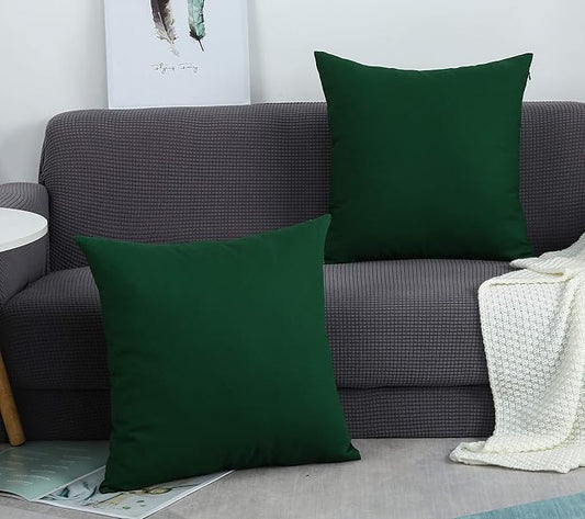 TangDepot Handmade Decorative Solid 100% Cotton Canvas Throw Pillow Covers/Cushion Covers, 45 Colors Available - (20" x20" , Deep Green, 2 Count (Pack of 1))