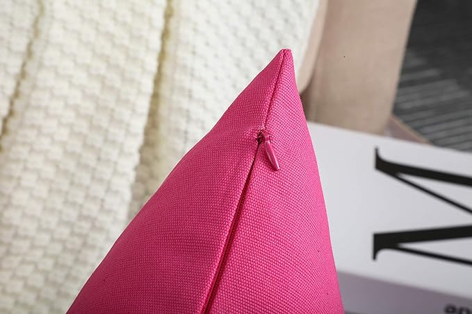 TangDepot Handmade Decorative Solid 100% Cotton Canvas Throw Pillow Covers/Pillow Shams, (12"x18", Hot Pink), 1 Count (Pack of 1)