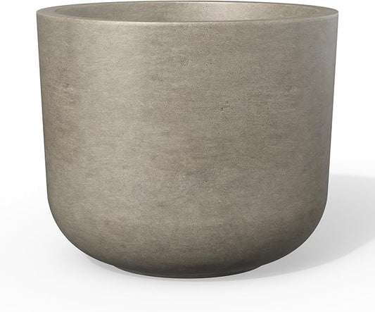 Kante Round Concrete Planter, 13.2 Inch Dia Classic Style Large Plant Pot with Drainage Hole for Indoor & Outdoor Plants, Ideal for Home, Patio, Garden, Weathered Concrete