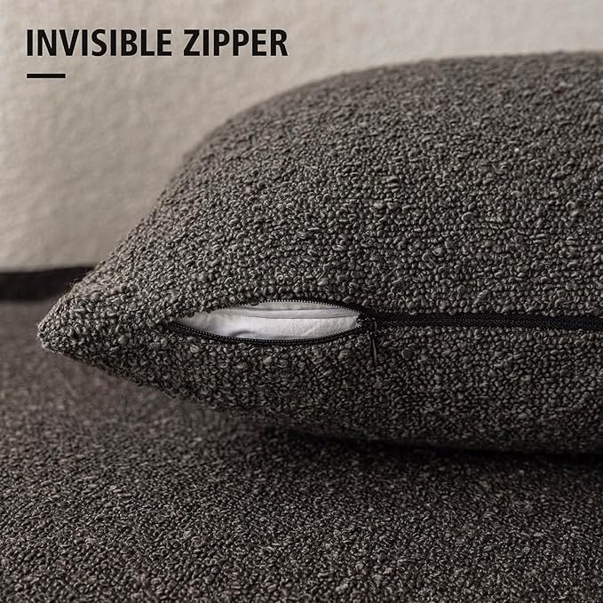 Foindtower Decorative Textured Boucle Throw Pillow Covers Accent Solid Pillow Cases Neutral Long Body Lumbar Couch Cushion Case for Chair Sofa Bedroom Living Room Home Decor 14x36 Inch,1PC,Dark Brown