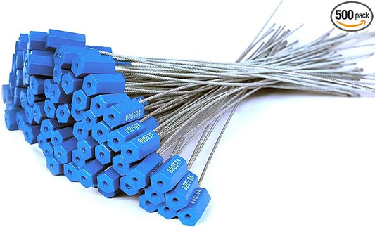Leadseals(R) 500 Anti-Tamper Proof Security Cable Seals Disposable Self-Locking Padlock Shipping Security Tags Numbered (Blue)
