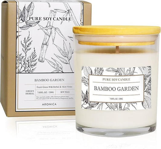 Aronica High End Hostess Gifts for Woman, Bamboo Jasmine Candle, Soy Candles for Home Scented, Non Toxic New Home Candle, Natural Summer Candles