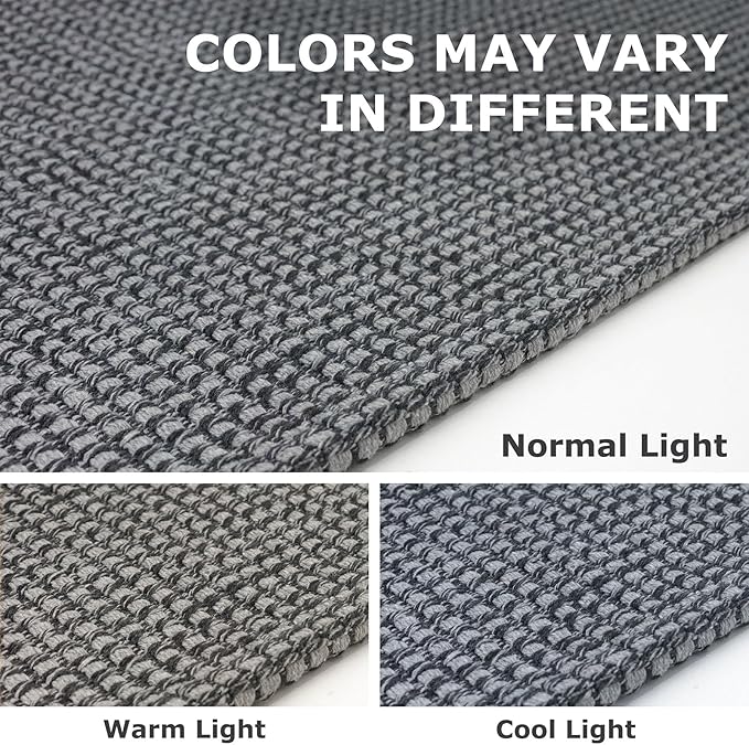 IOHOUZE Washable Runner Rug 2x6 Non Slip Runners for Hallways Entryway Runner Indoor, Kitchen Rugs Woven Cotton Floor Carpet for Kitchen Hall Entrance Bedroom, Dark Grey