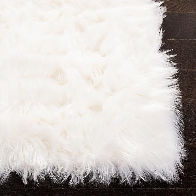 SAFAVIEH Faux Sheep Skin Collection Runner Rug - 2' x 6', Ivory, Silken Glam Design, Non-Shedding & Easy Care, 2.35-inch Thick Ideal for High Traffic Areas in Living Room, Bedroom (FSS235A)