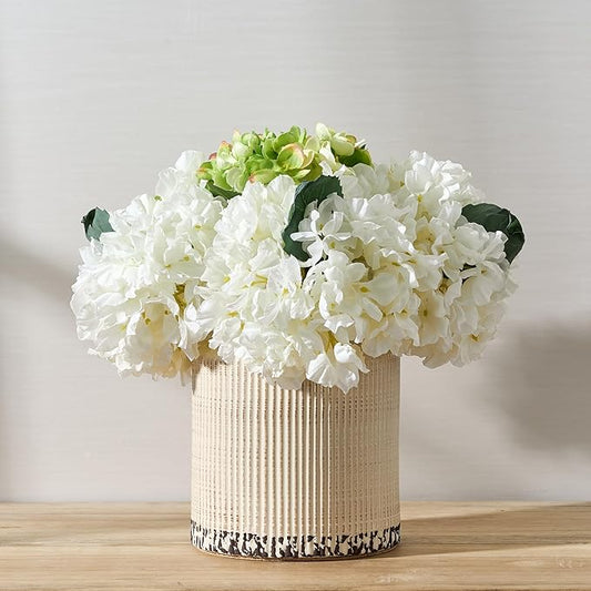 SIDUCAL Ceramic Vintage Rustic Terracotta Vase, 6.77 Inch Farmhouse Decorative Pottery Vase Wide-Mouth Vases for Home Decor, Living Room, Bookshelf, Bedroom, Bathroom, Kitchen, Antique Beige