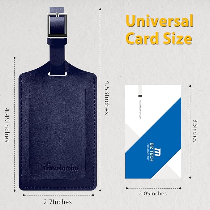Travelambo 26 Pack Luggage Tags Faux Leather for Suitcases Travel Bag Labels with Protection Cover ID (Deep Blue)