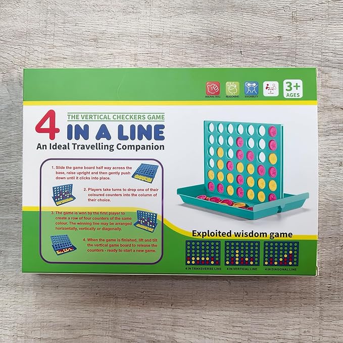 2-Pack Mini Pocket Sized 4 in a Row Board Game for Kids Ages 3+, Perfect Travel Sized Classic Games for Planes and Cars, Fun and Engaging Match Four Game for Children Ages 3 to 8 Years Old