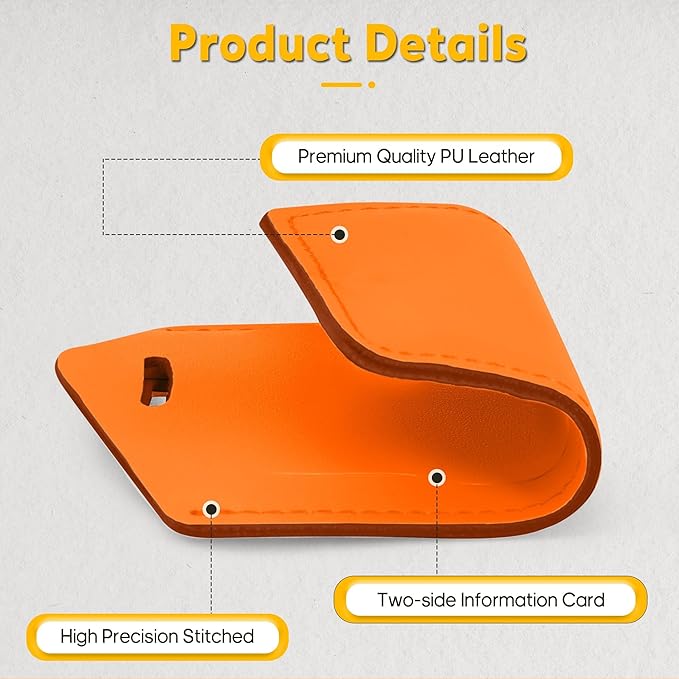 Travelambo 30 Pack Luggage Tags Faux Leather for Suitcases Travel Bag Labels with Protection Cover ID (Orange)
