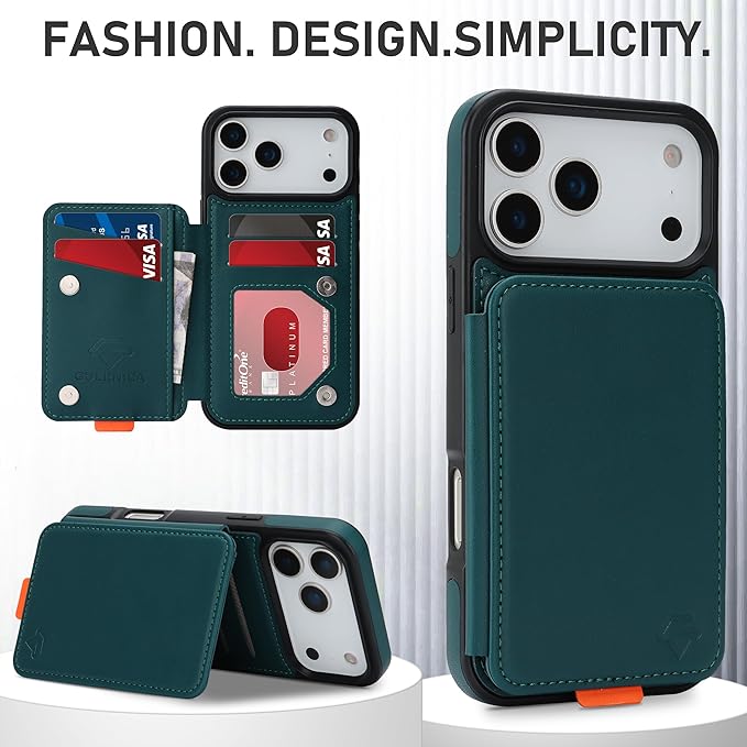 GUERNICA for iPhone 17 Pro Max (6.9") Case Wallet with Card Holder, RFID Blocking Leather Protection, Shockproof Women Men Phone Case for Apple 17 Pro Max, Green
