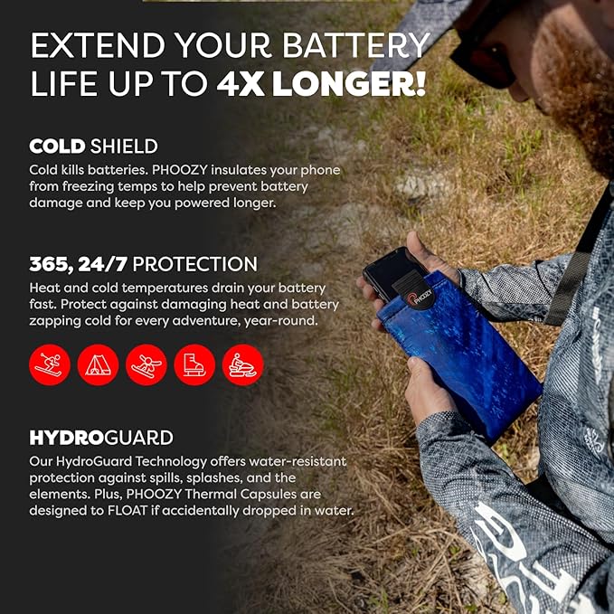 PHOOZY XP3 Ultra-Durable Thermal Phone Case for Extreme Cold | Insulated Phone Case Extends Battery Life 4X | Snowboard & Ski Gear | As Seen on Shark Tank | Medium - Blue