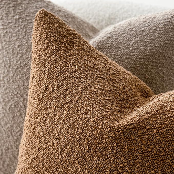 Foindtower Decorative Textured Boucle Throw Pillow Covers Accent Solid Pillow Cases Neutral Long Body Lumbar Couch Cushion Case for Chair Sofa Bedroom Living Room Home Decor 14x36 Inch,1PC,Tobacco