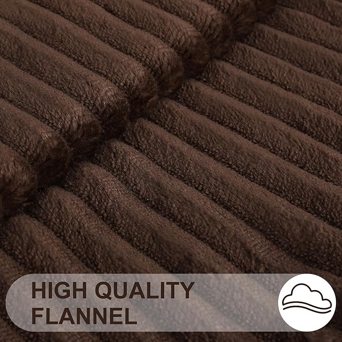 Simmore Decorative Spring Euro Sham Throw Pillow Covers 24x24 Set of 2, Soft Natural Plush Flannel Double-Sided Fluffy Couch Pillow Covers for Sofa Living Room, Brown
