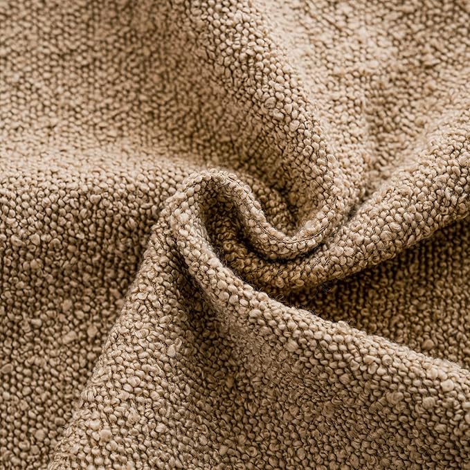 Foindtower Textured Boucle Throw Pillow Covers Accent Solid Pillow Cases Cozy Soft Decorative Couch Cushion Case for Chair Sofa Bedroom Living Room Home Decor, 18 x 18 Inch,Taupe Khaki Camel