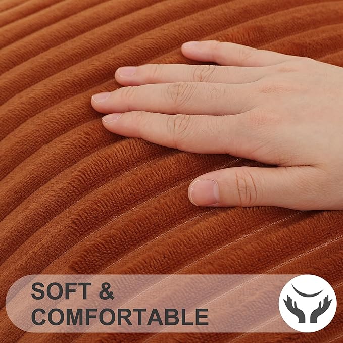 Simmore Decorative Spring Throw Pillow Covers 18x18 Set of 2, Soft Natural Plush Flannel Double-Sided Fluffy Couch Pillow Covers for Sofa Living Room, Rust