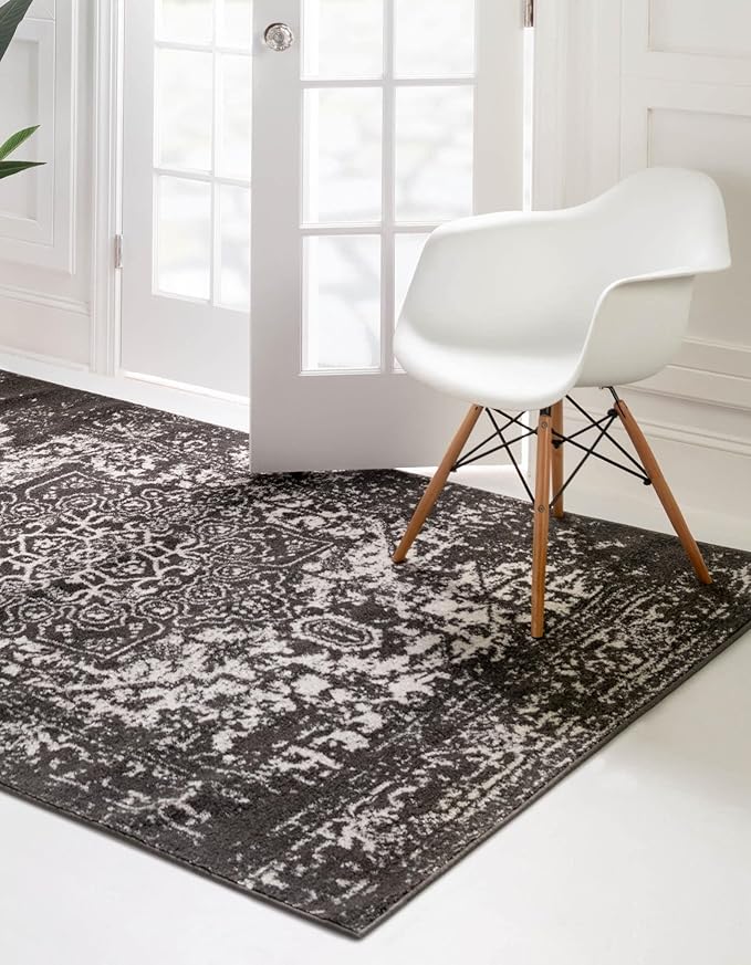 Rugs.com Arlington Collection Rug – 5' x 8' Dark Grey Medium-Pile Rug Perfect for Living Rooms, Large Dining Rooms, Open Floorplans